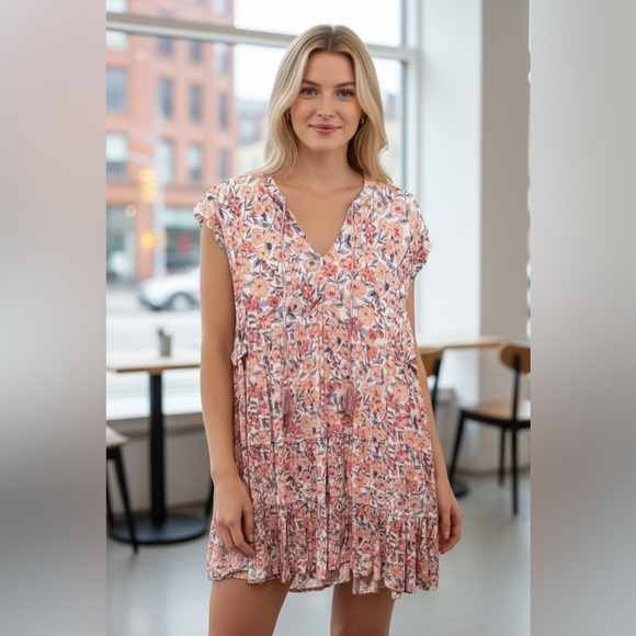 Dresses & Skirts - Knox Rose Floral Print Dress with Ruffle Sleeves
